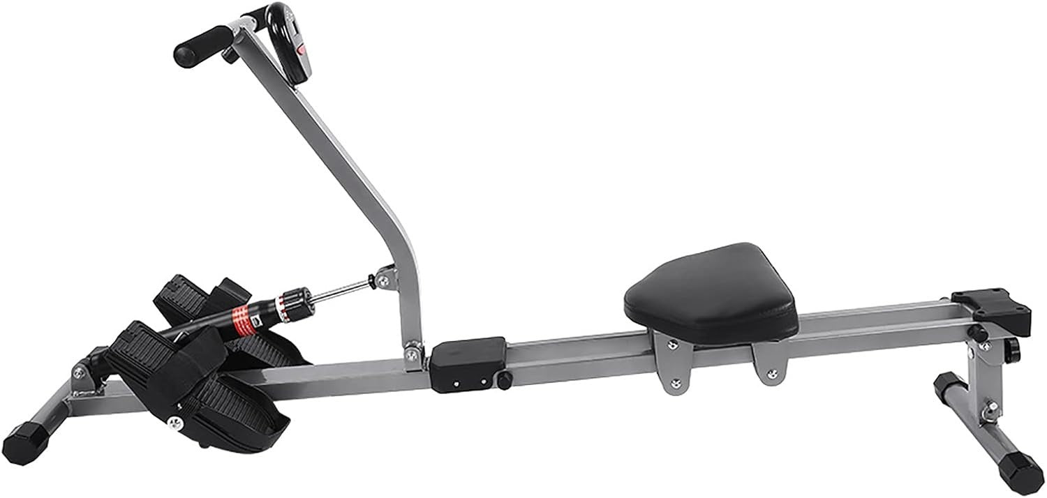 Foldable Hydraulic Rowing Machine 12-Level Resistance LCD Home Fitness 120KG