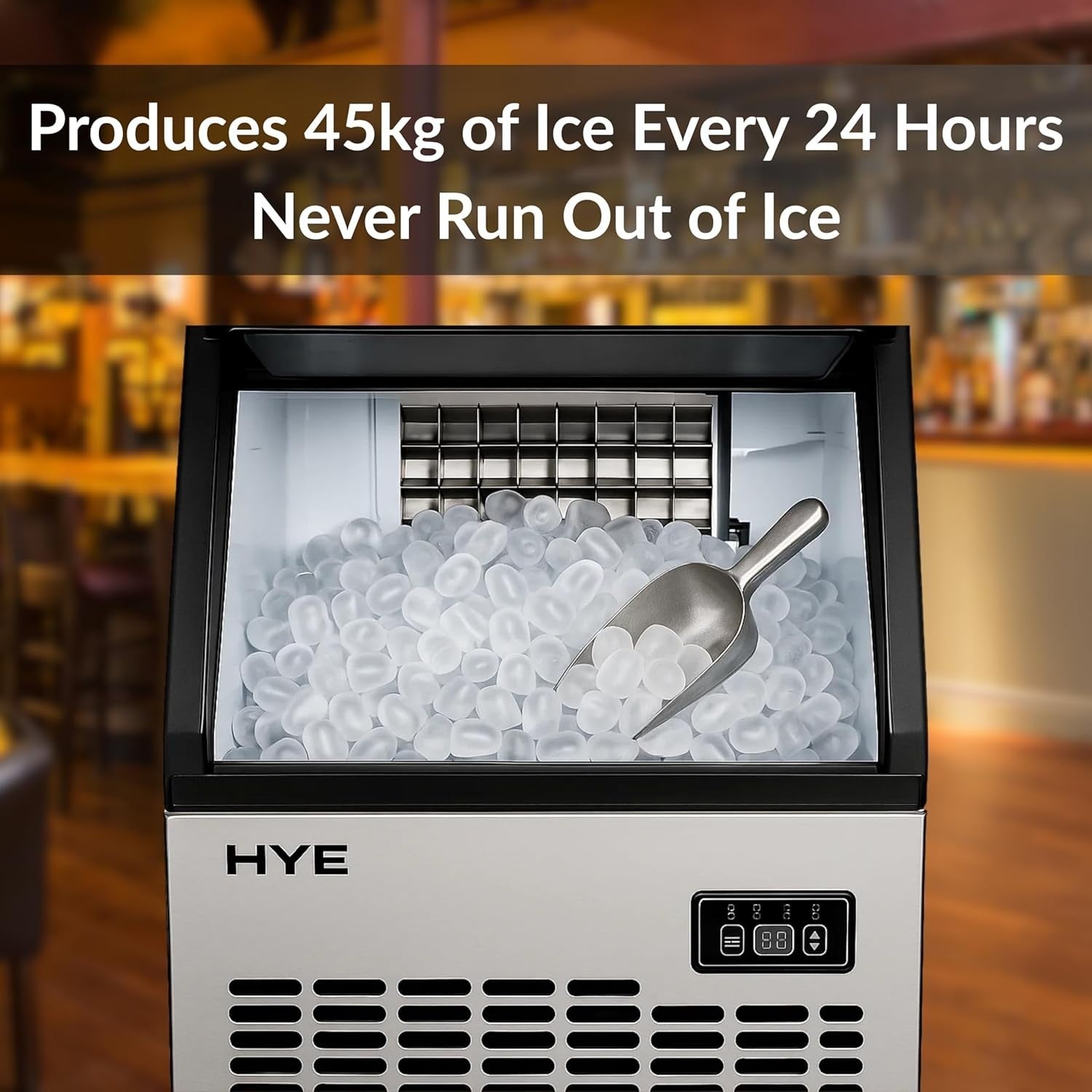 Commercial Ice Maker 45kg/24H Cube Machine 13kg Storage LCD Plumbed