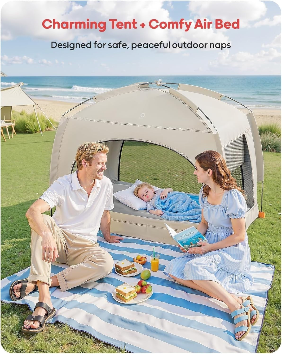 Toddler Inflatable Travel Bed with Tent Kids Air Mattress Camping Indoor