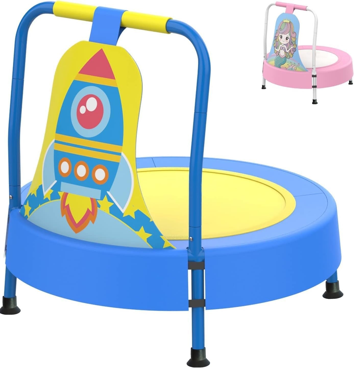 Mini Trampoline for Kids Toddler Indoor Bounce Play Safety Handle 65cm