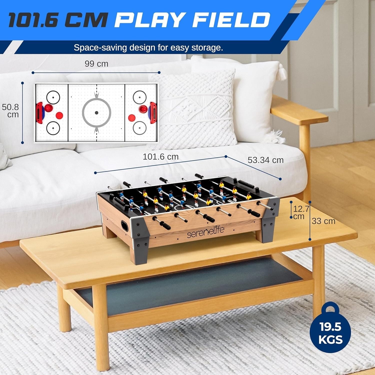 Multi Game Table Air Hockey Foosball Combo Swivel Arcade Table Kids Adults