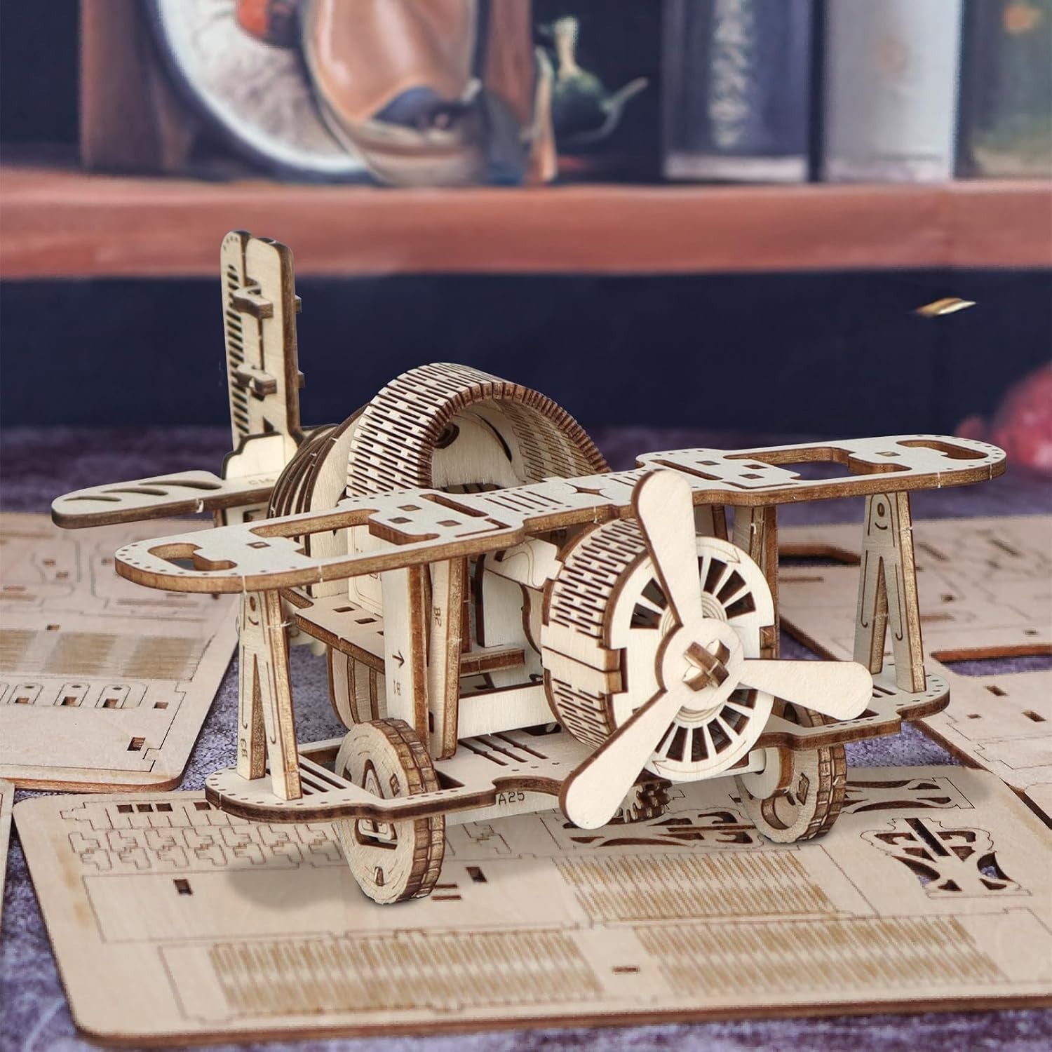 3D Wooden Fighter Plane Puzzle DIY Model Kit for Adults, Easy Build, Gift