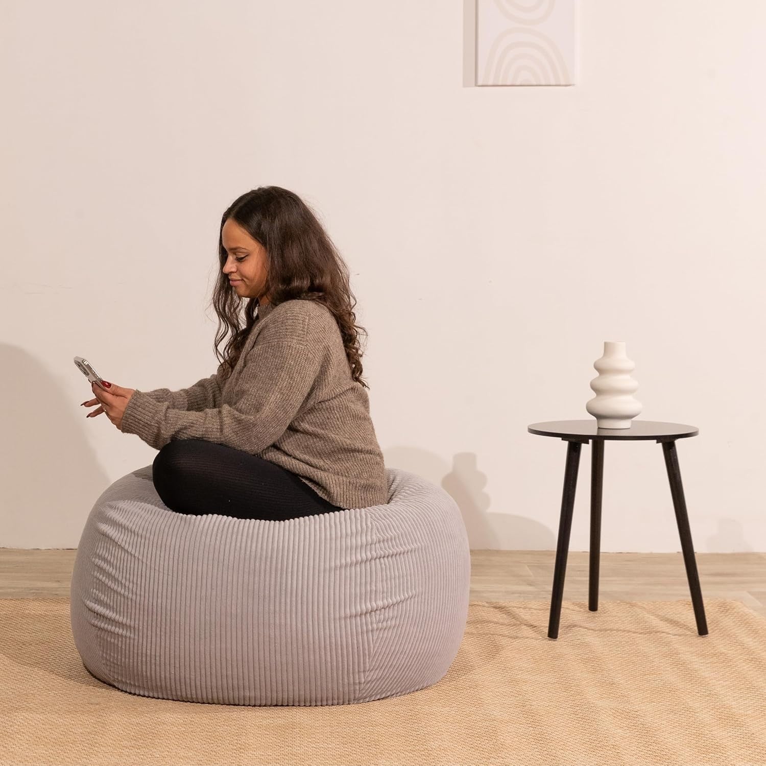 Soft Corduroy Bean Bag Chair for Adults & Kids – Washable, Portable, Cozy