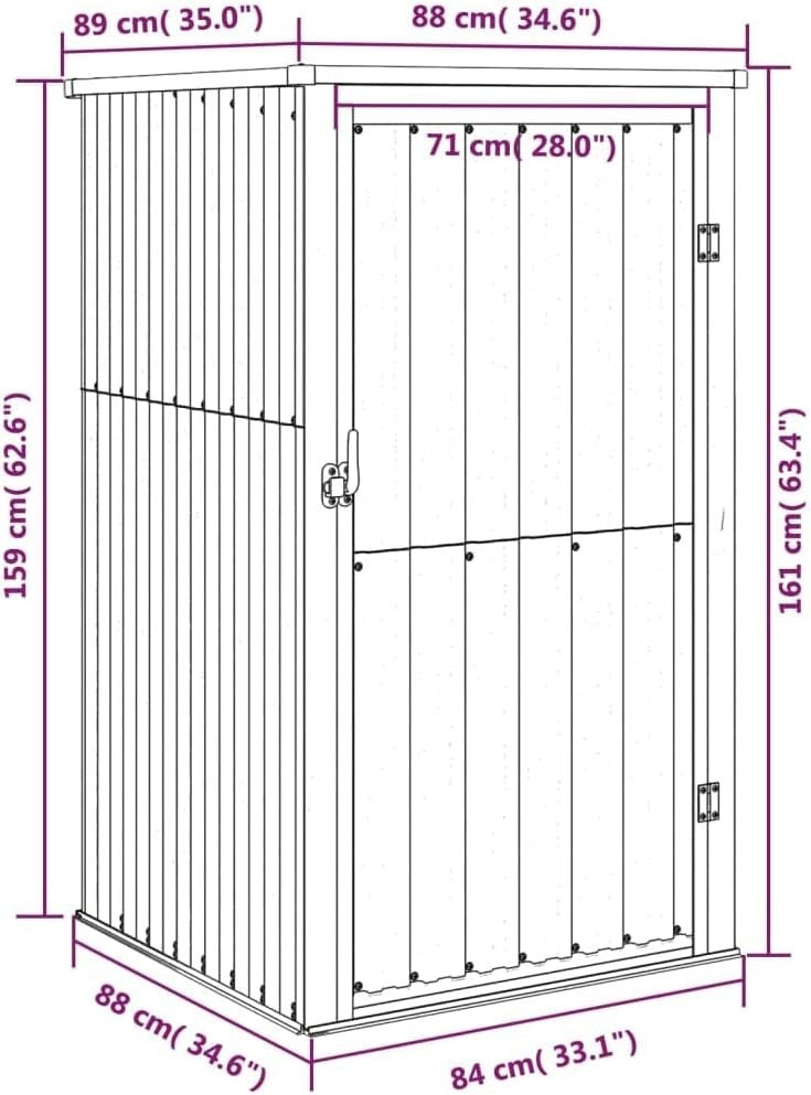 88x89x161cm Metal Garden Tool Shed Galvanised Steel Outdoor Storage