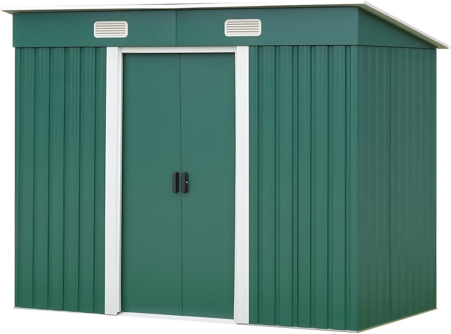 8x4 ft Metal Garden Shed Outdoor Storage Lockable Heavy Duty Tool Shed