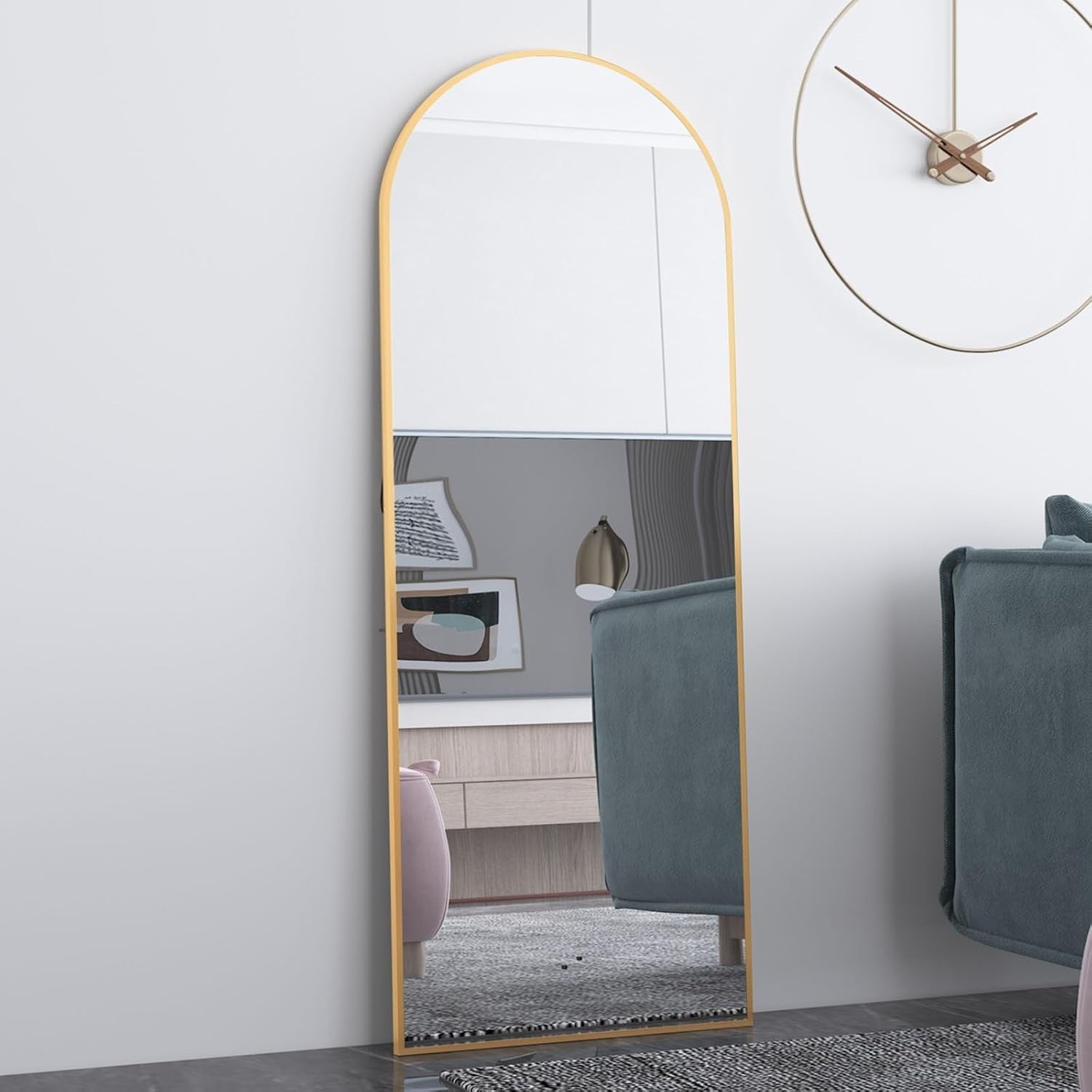 Gold Arch Floor Mirror 162x53cm Full Length Standing Leaning Luxury