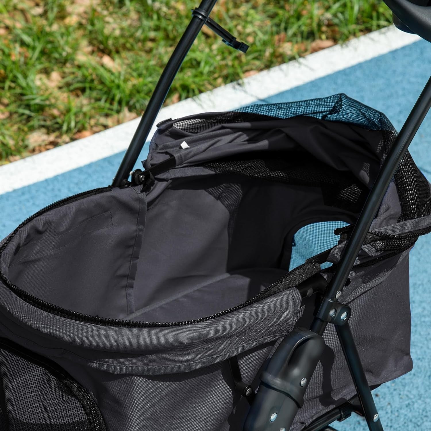 Pet Travel Stroller Dog Pushchair 4 Wheel Foldable Safety Leash Cup Holder