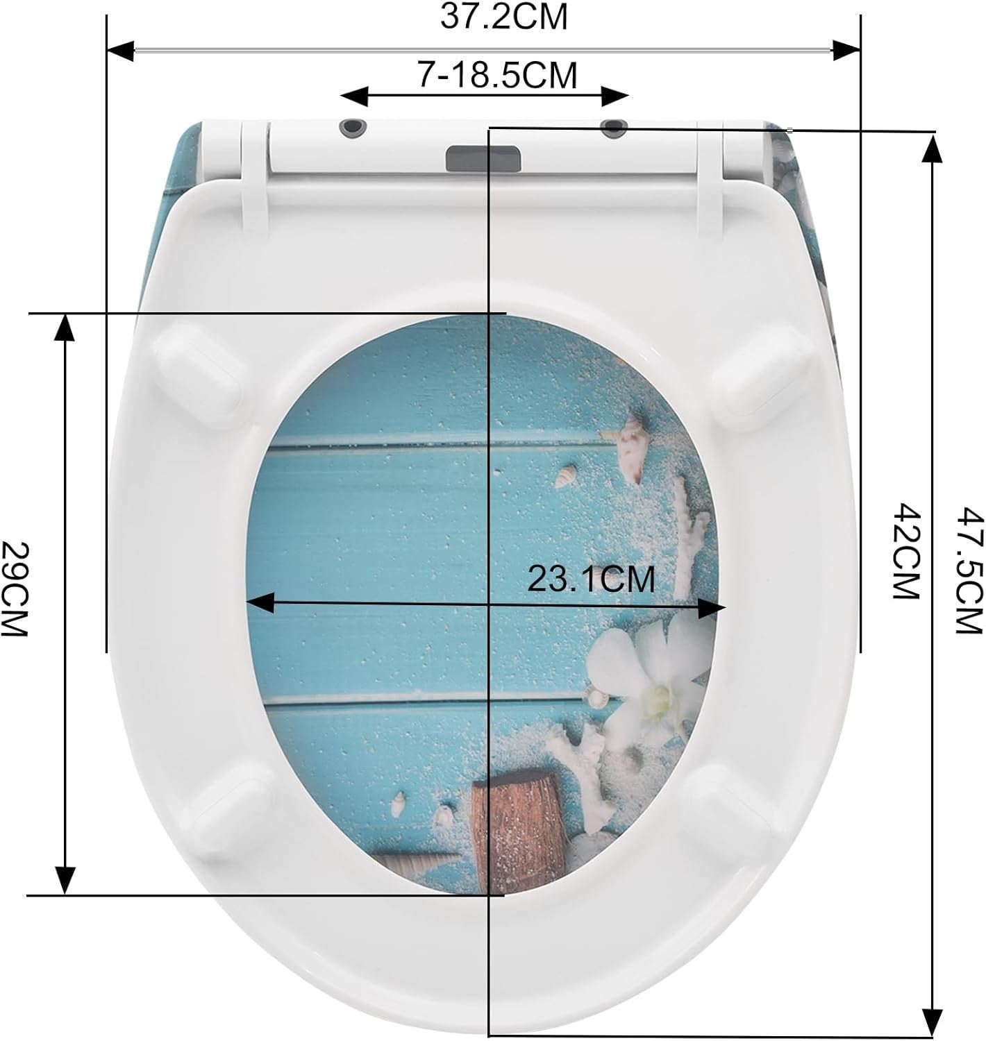 Soft Close Toilet Seat Quick Release Anti-Slip O Shape Adjustable Hinges