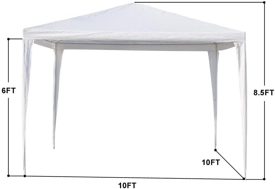 10x10ft Patio Gazebo Party Tent w/ 3 Side Walls White Waterproof Canopy