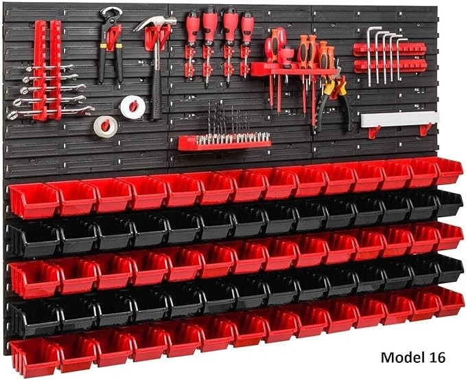 Garage Tool Peg Board Wall Organizer Storage Bin Workshop Rack