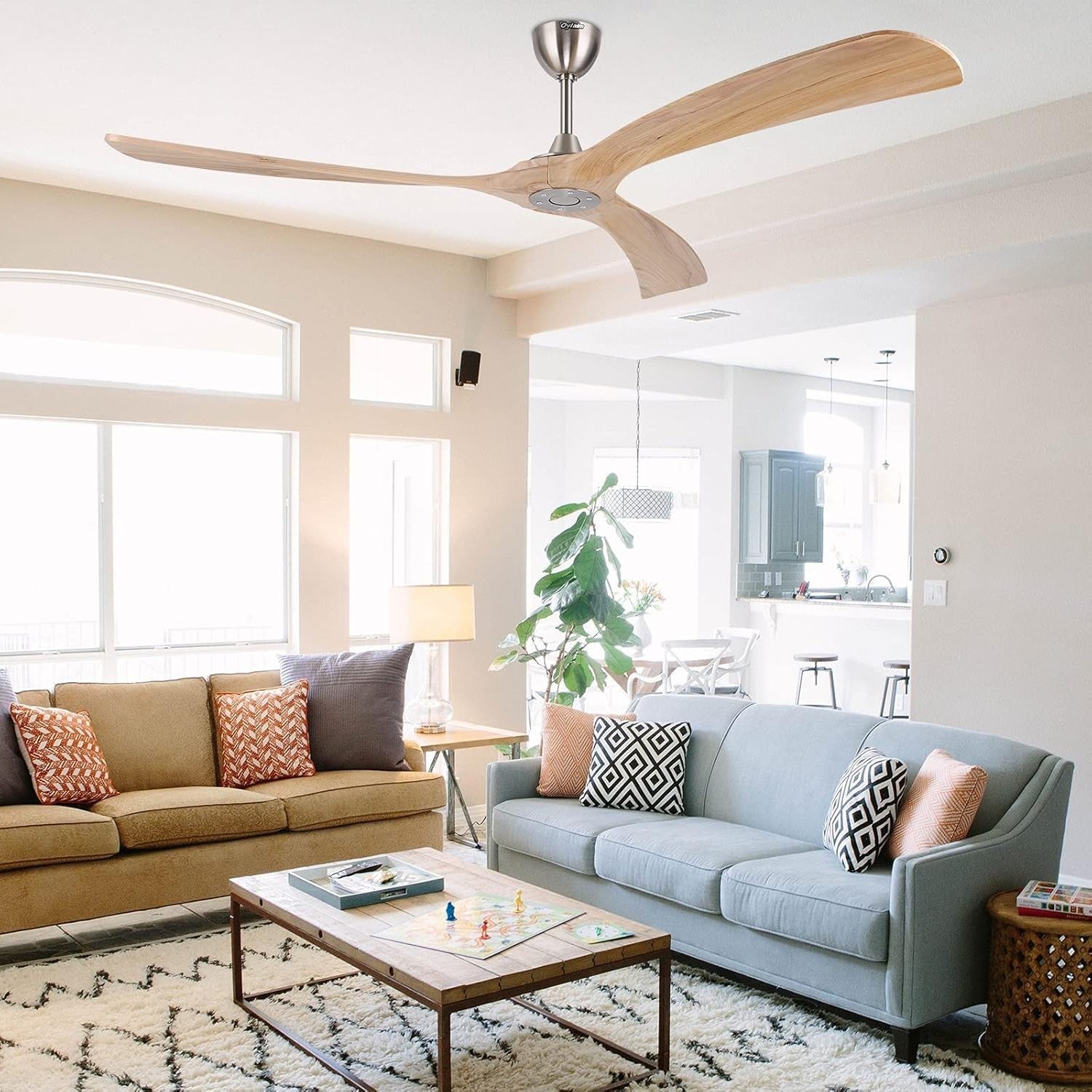 Ovlaim 183CM Smart WiFi Ceiling Fan, 3 Wood Blades, DC Motor, Remote