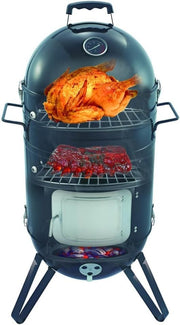 3-in-1 Charcoal Smoker BBQ Grill Portable Outdoor Cooker with Thermometer