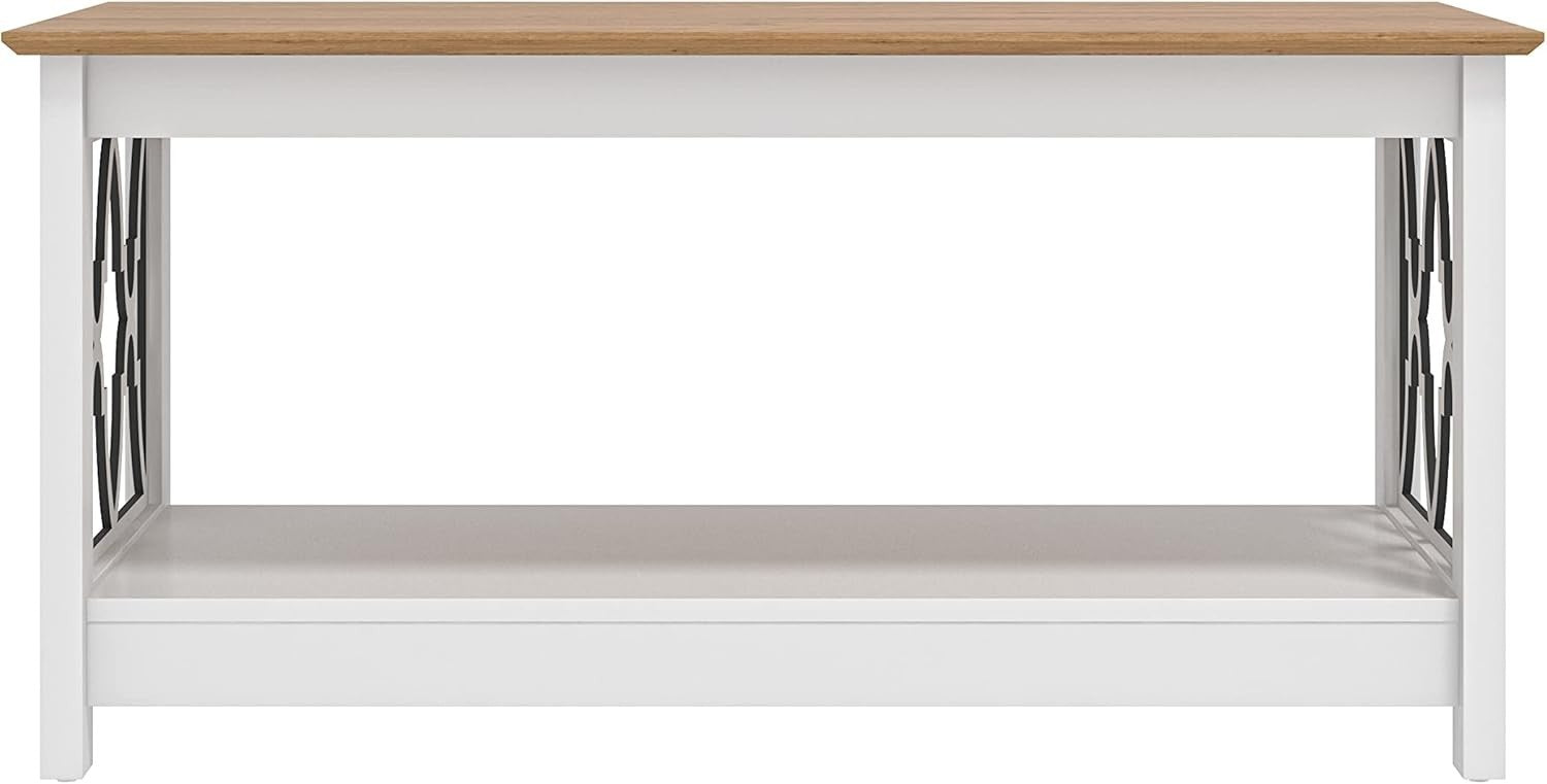 Modern Rectangular Coffee Table with Storage Shelf White Oak 90x50x44cm
