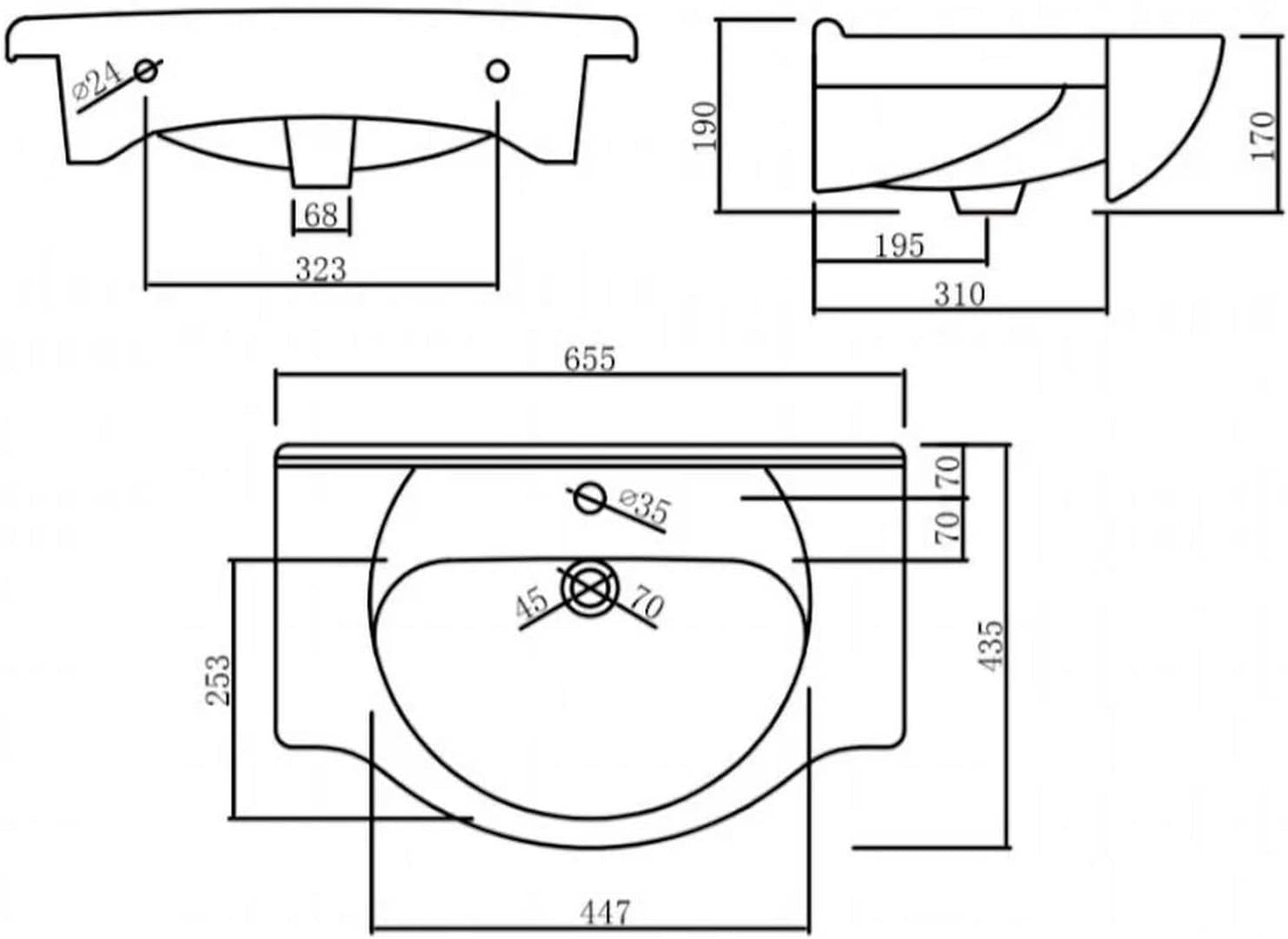 650mm Oak Effect Vanity Sink Unit – Bathroom Basin Cabinet with Soft Close Doors