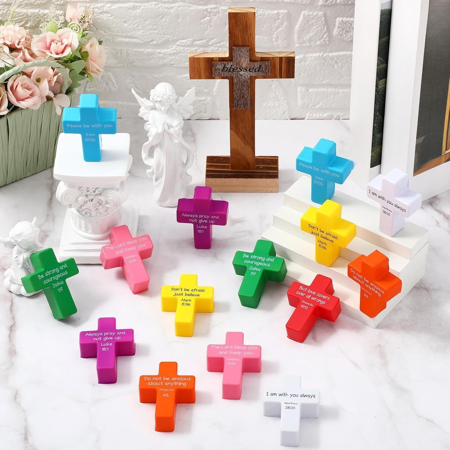 24pc Pocket Cross Fidget Stress Relief PU Christian Gift Set