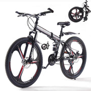 Foldable 26” BlackRed Mountain Bike Dual Suspension 21 Speed Lightweight