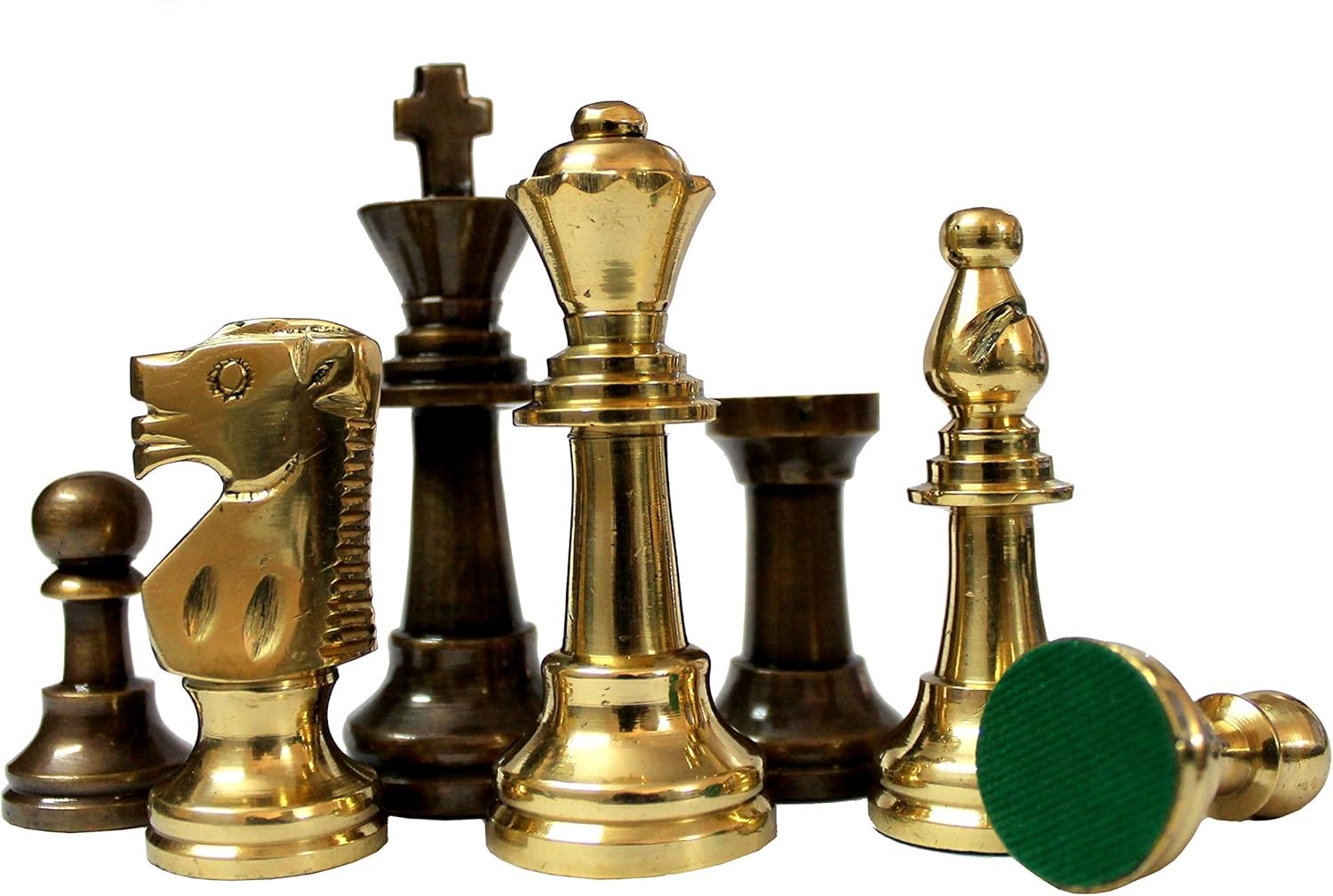 15" Black Marble Chess Set Mother of Pearl Board Brass Pieces Luxury Decor Gift