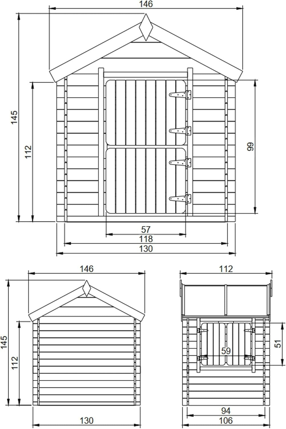Solid Wood Garden Playhouse for Kids Outdoor Wendy House 19mm Panels