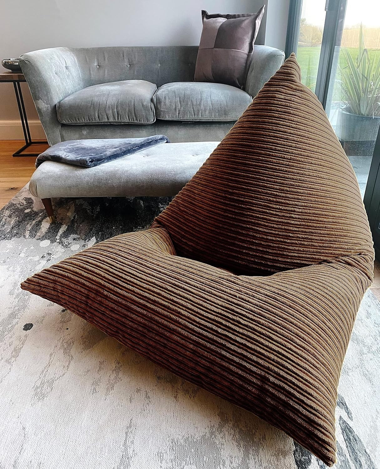 Jumbo Cord Bean Bag Chair Large Foam Filled Triangular Seat for Gaming Relax