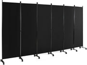 6 Panel Folding Room Divider Privacy Screen Black Metal Frame 335x172cm