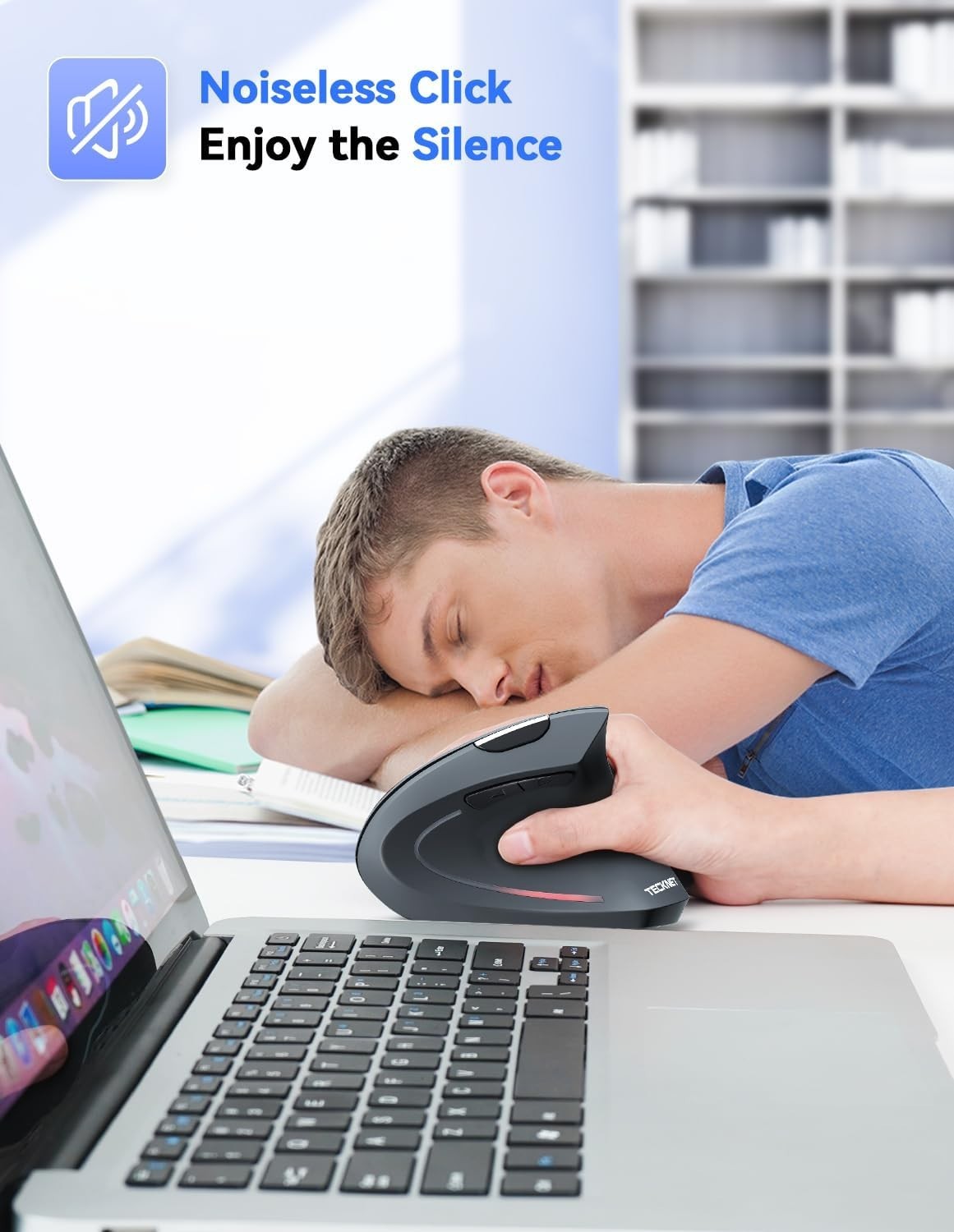 Ergonomic Vertical Wireless Mouse 4800DPI Silent 6 Button PC Laptop