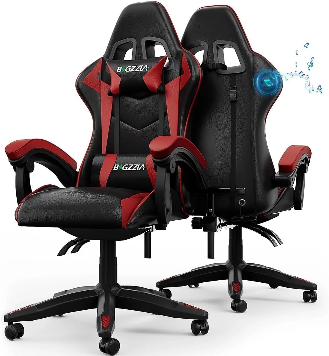 Gaming Chair with Bluetooth Speaker Ergonomic Office Chair Red