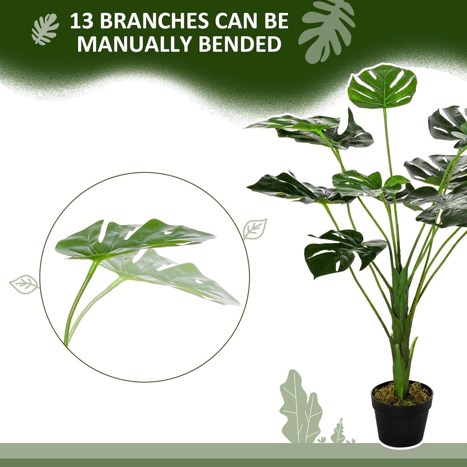 Set of 2 85cm Artificial Monstera Trees Potted Indoor Outdoor Home Garden Decor