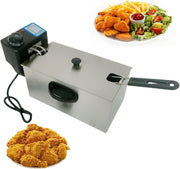 Electric Deep Fat Fryer 4L Stainless Steel Adjustable Temp Basket Lid Countertop
