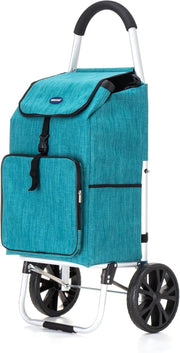 Foldable 64L Shopping Trolley Teal Lightweight Cart with Wheels