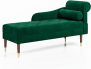 Luxury Green Velvet Chaise Lounge Sofa Right Armrest – Space-Saving & Comfy