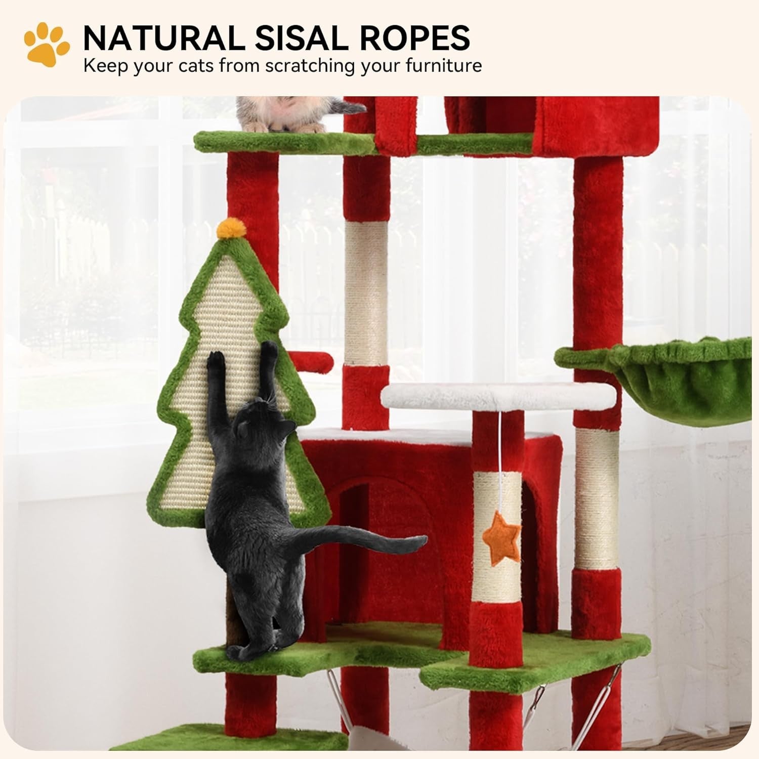 Large Cat Tree Tower 190cm Multi Level Condo Hammock Sisal Scratching Posts