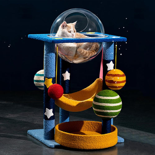 66cm Space Cat Tree Blue Moon Platform Capsule Condo Scratching Tower