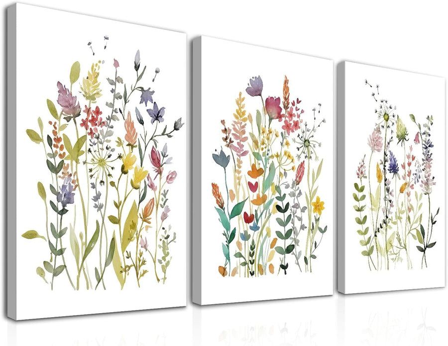 Botanical Watercolour Flower Wall Art Set of 3 12×16 in Prints