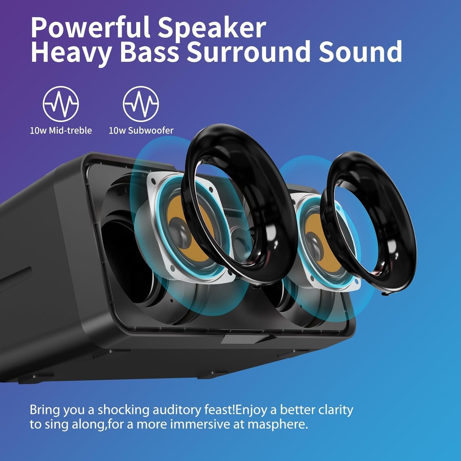 Karaoke Machine with 2 UHF Wireless Mics Bluetooth PA LED