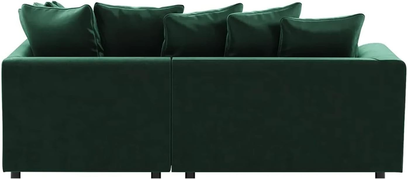 Emerald Green Velvet Corner Sofa 4 Seater L Shape | RH Chaise | Full Foam