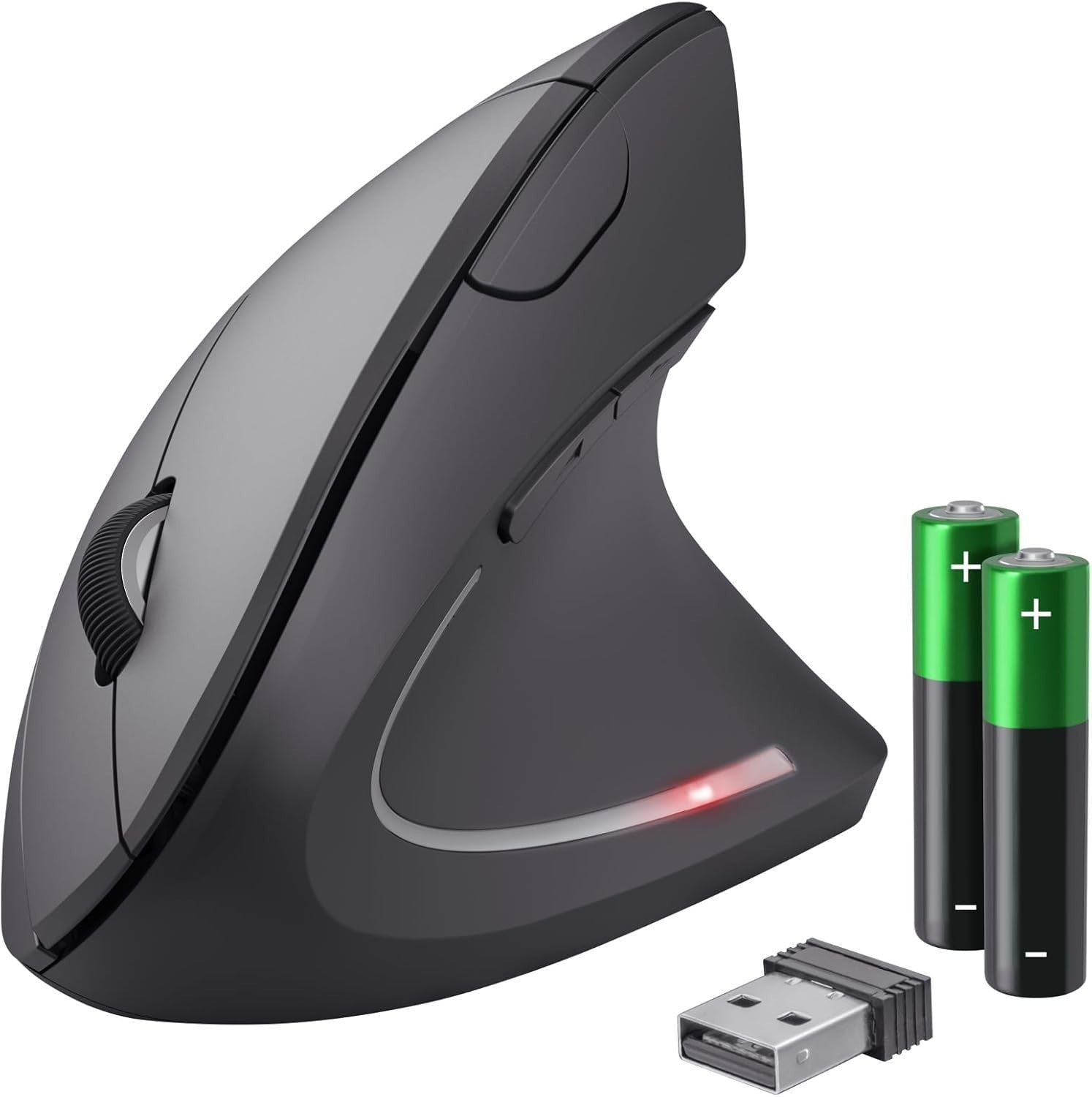 Vertical Wireless Ergonomic Mouse 1600 DPI 6 Button USB Black