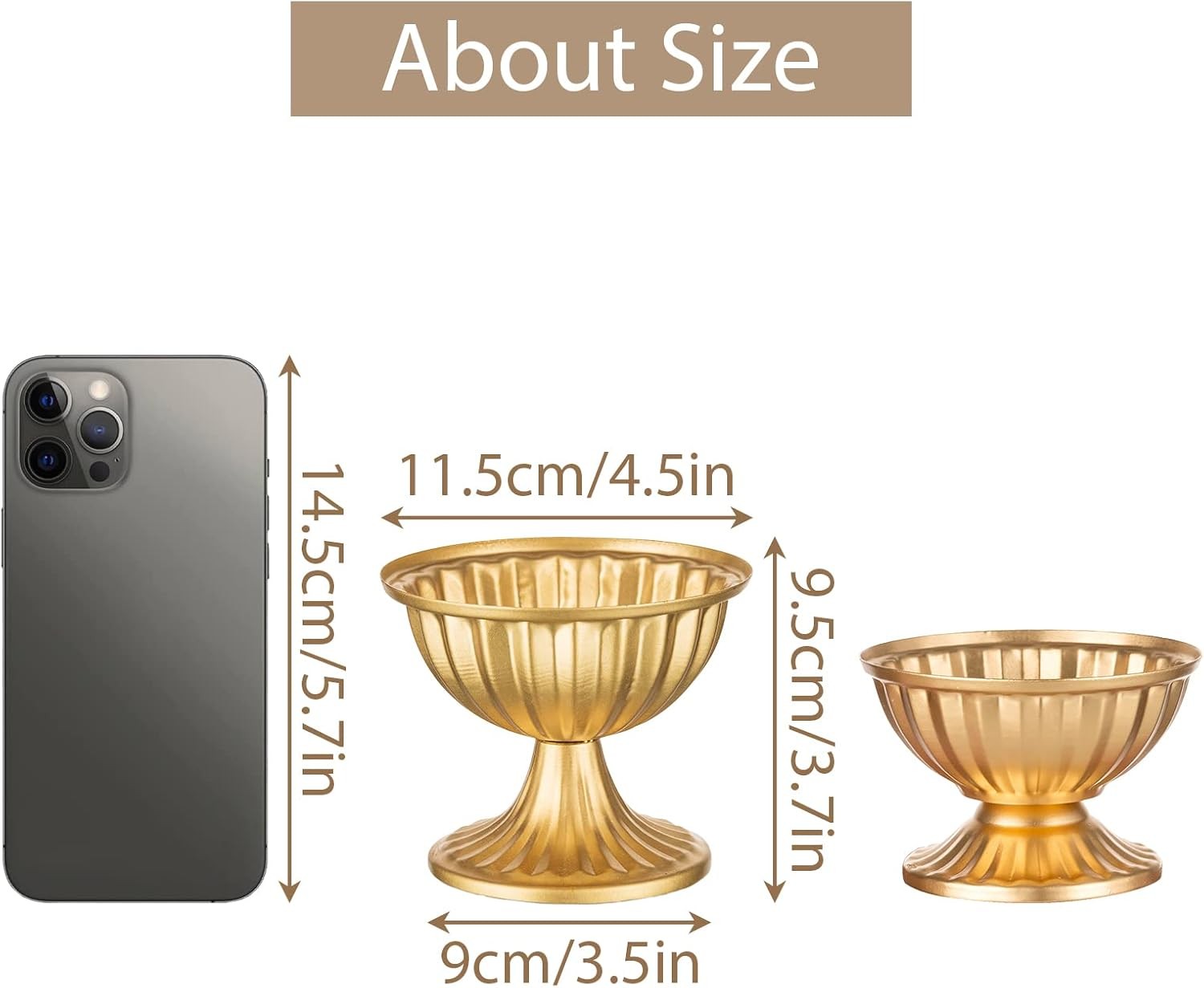 Gold Metal Flower Bowl Set 2pcs Mini Table Centrepiece Wedding Decor