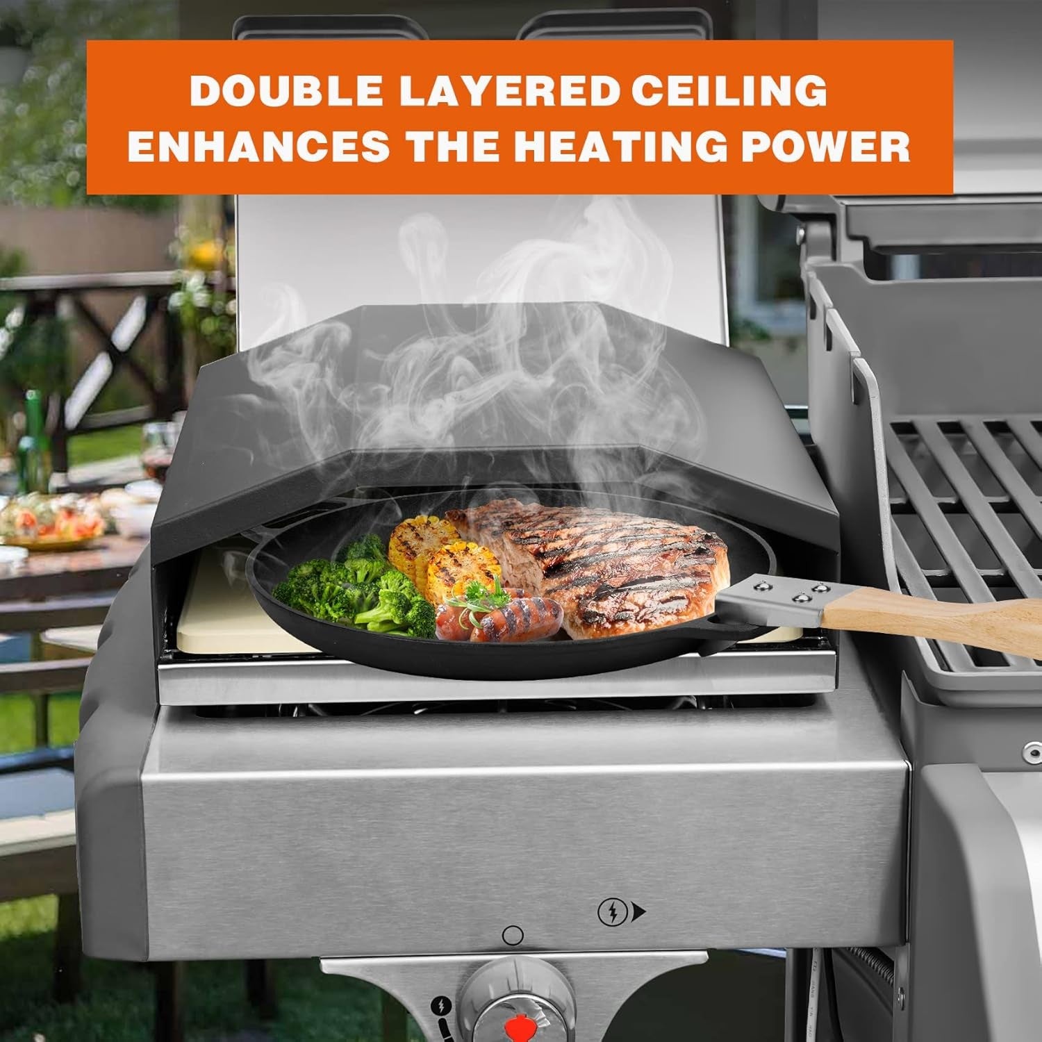Outdoor Gas Pizza Oven Kit | BBQ Grill with Pizza Stone & Peel for Camping