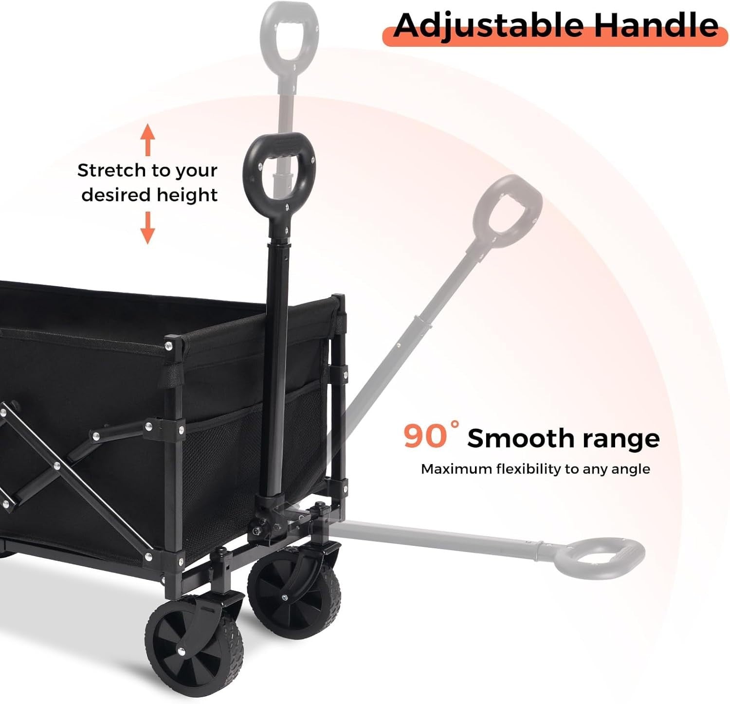 Compact Lightweight Utility Wagon with Rear Door Foldable Outdoor Cart Black