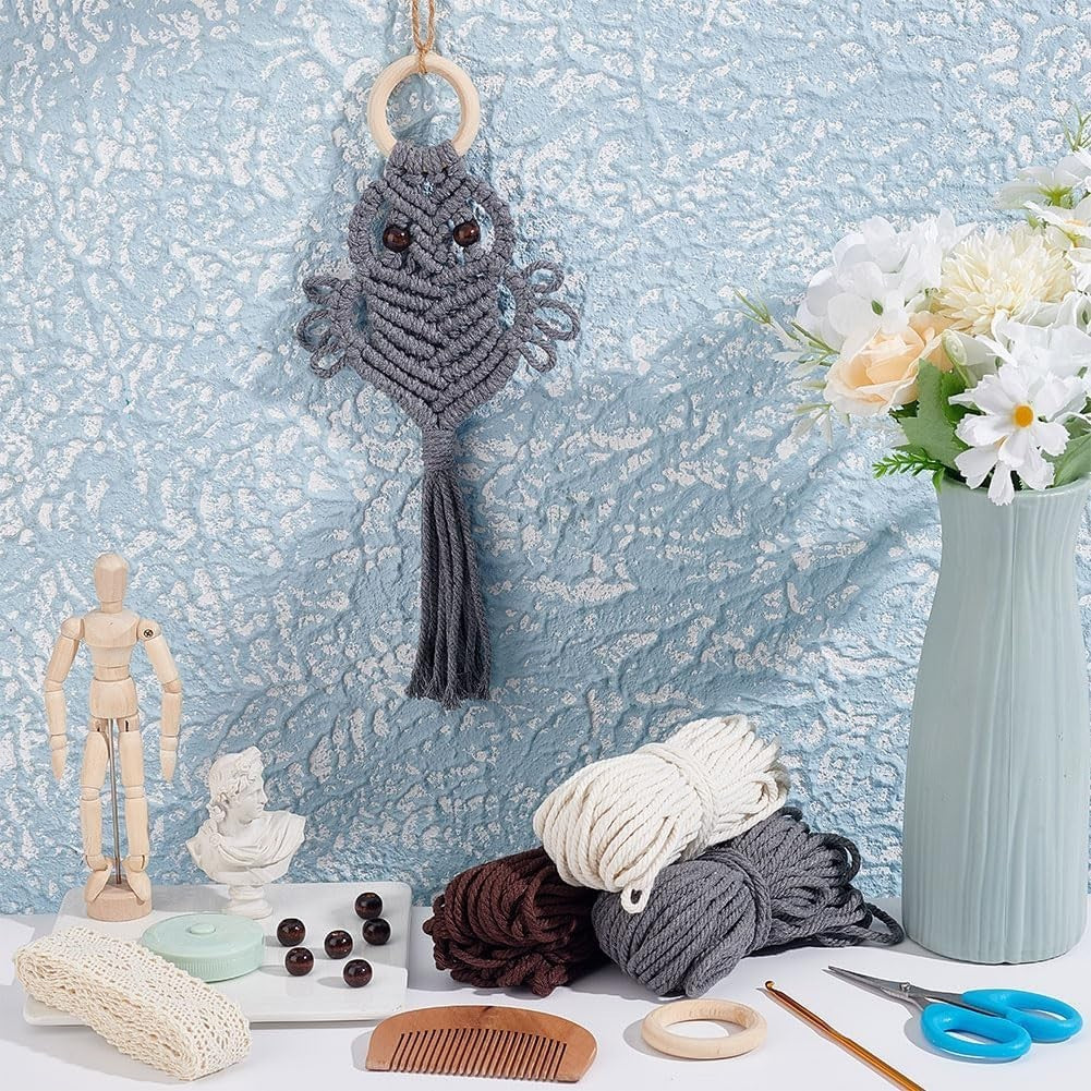 3 Set DIY Owl Macrame Kit Boho Dreamcatcher Wall Decor