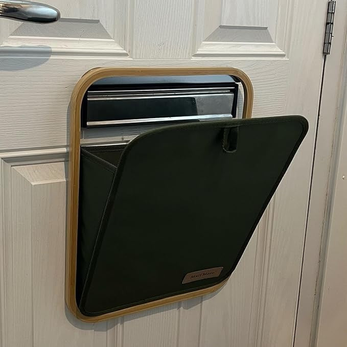 No-Drill Letterbox Mail Catcher | Bamboo Frame | Draft Stopper | Pet Safe