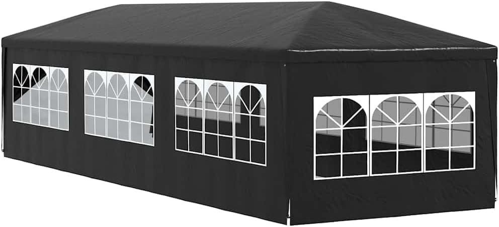 3x9m Anthracite Party Tent Gazebo Marquee PE Canopy Steel Frame Sides