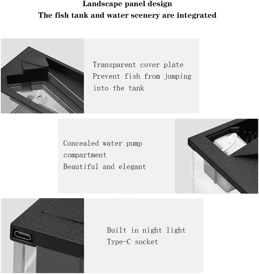 11.6L Desktop Acrylic Fish Tank with Pump, Light & Ecological Filter