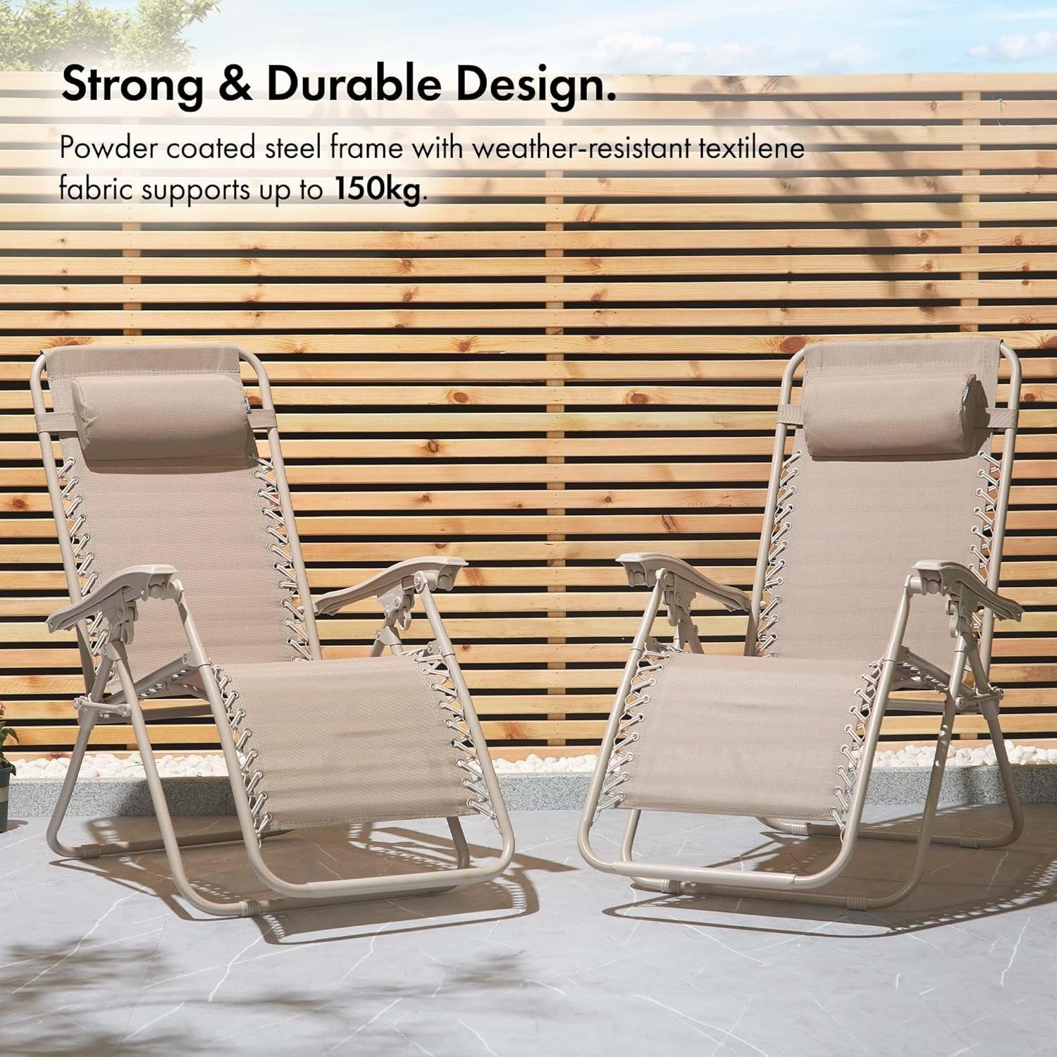 Reclining Zero Gravity Outdoor Sun Loungers 2-Pack Folding Patio Chairs
