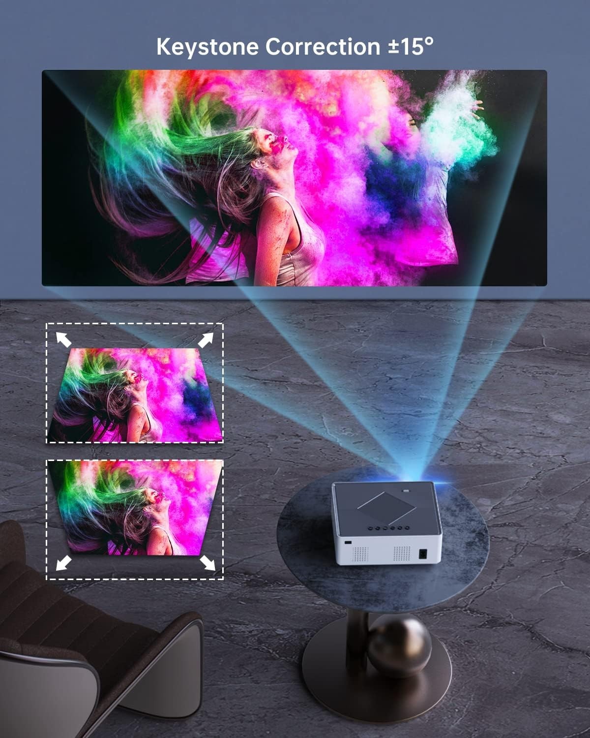 1080P Mini Projector 8000 Lumens 4K Support Outdoor Home Theater
