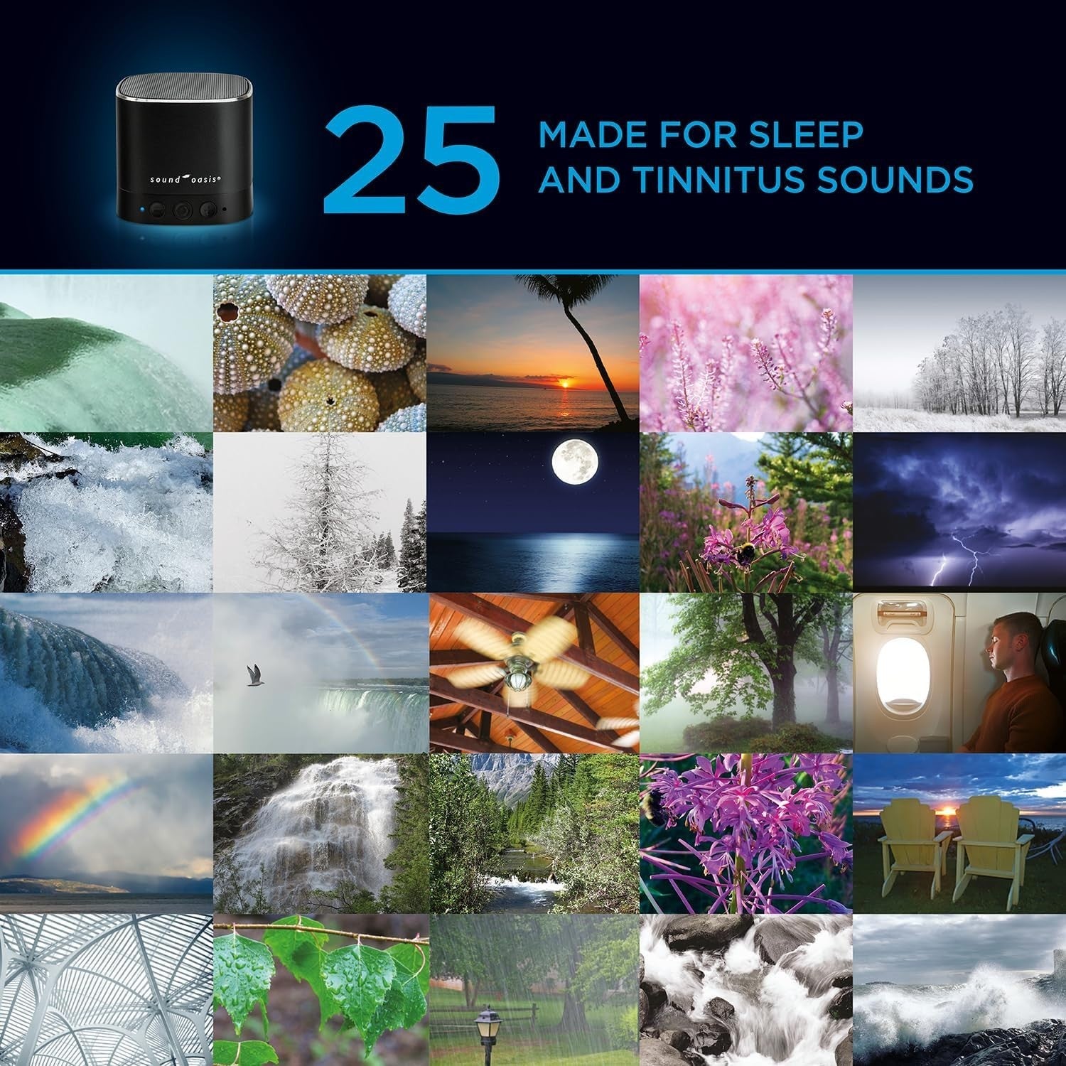 Tinnitus Sound Therapy System with 25 Soothing Sounds & Bluetooth