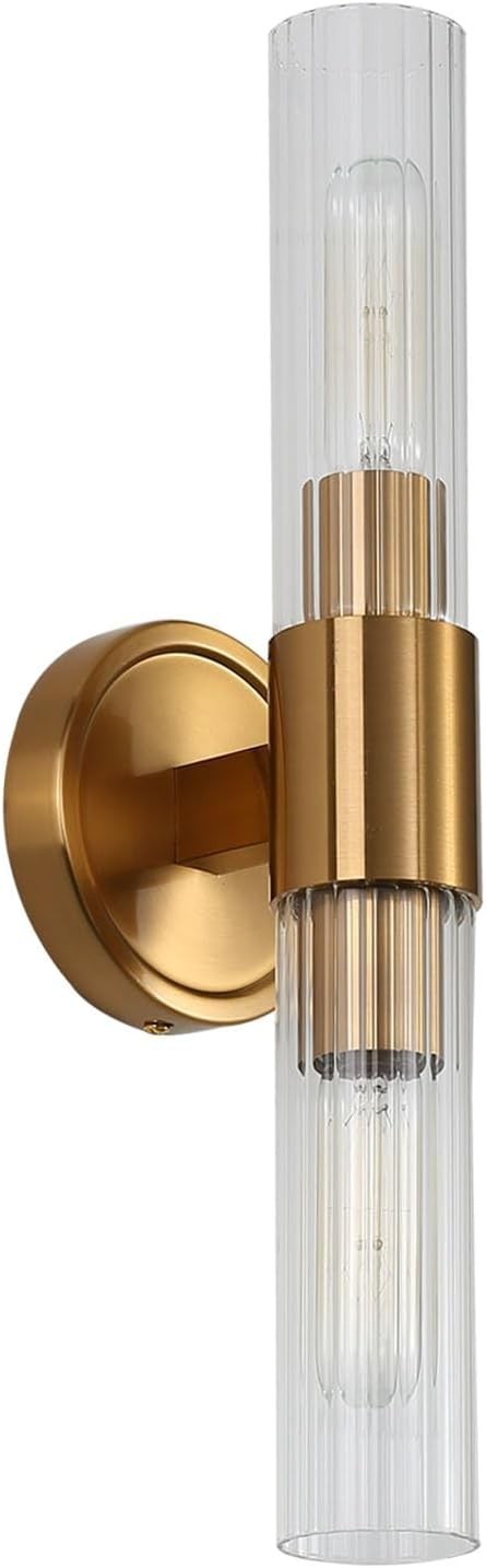 Dimmable Vintage Wall Sconce Light with Glass Shade & E27 Bulb Socket