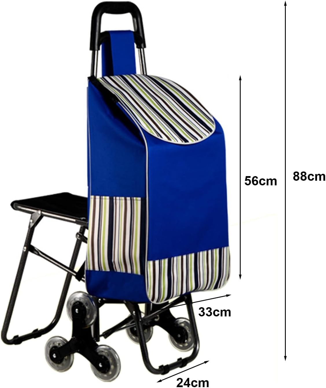 Shopping Trolley Stair Climber Foldable 2-in-1 Wheels with Seat