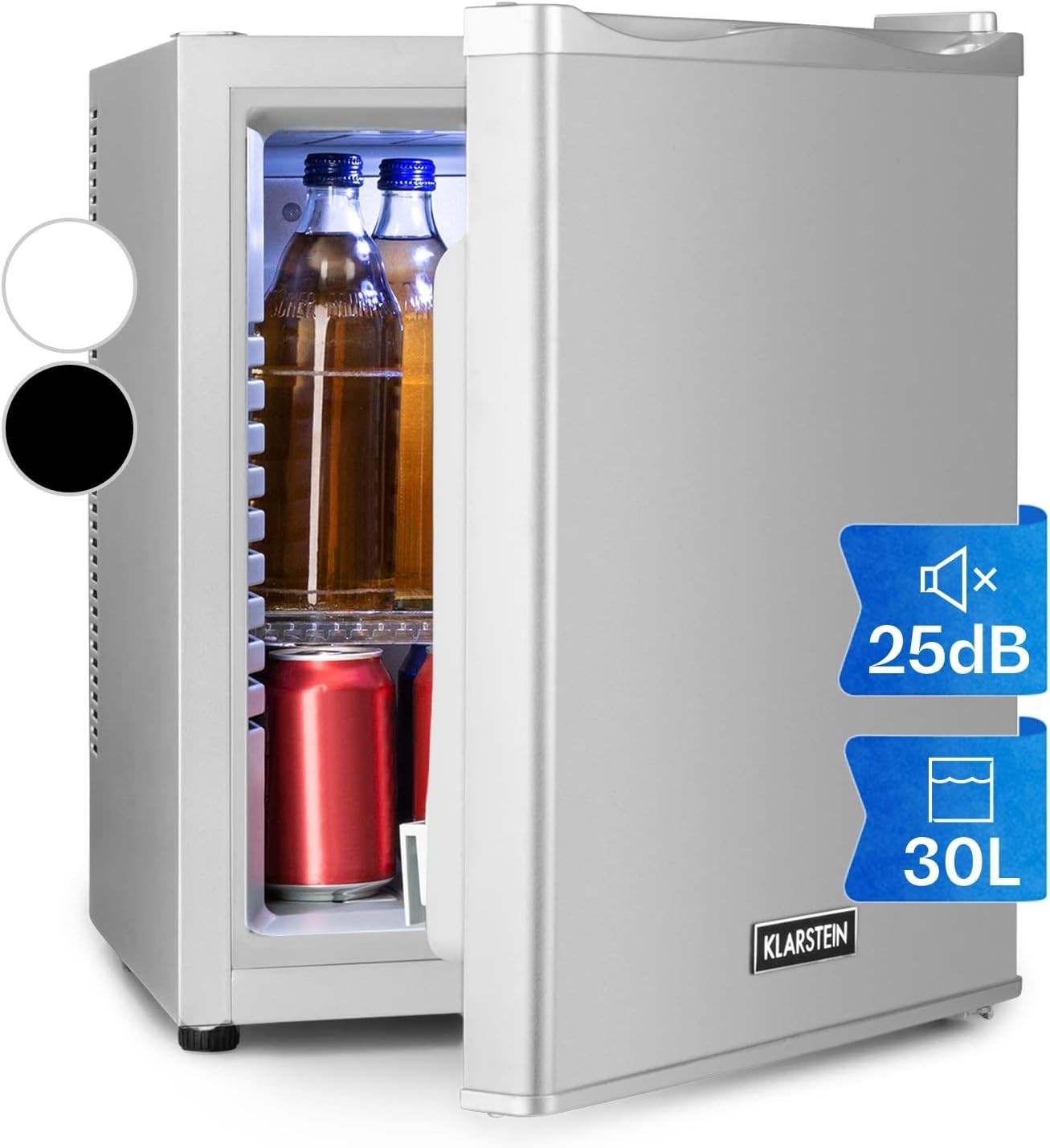30L Mini Fridge Silver Portable Cooler and Drinks Fridge Adjustable Shelves
