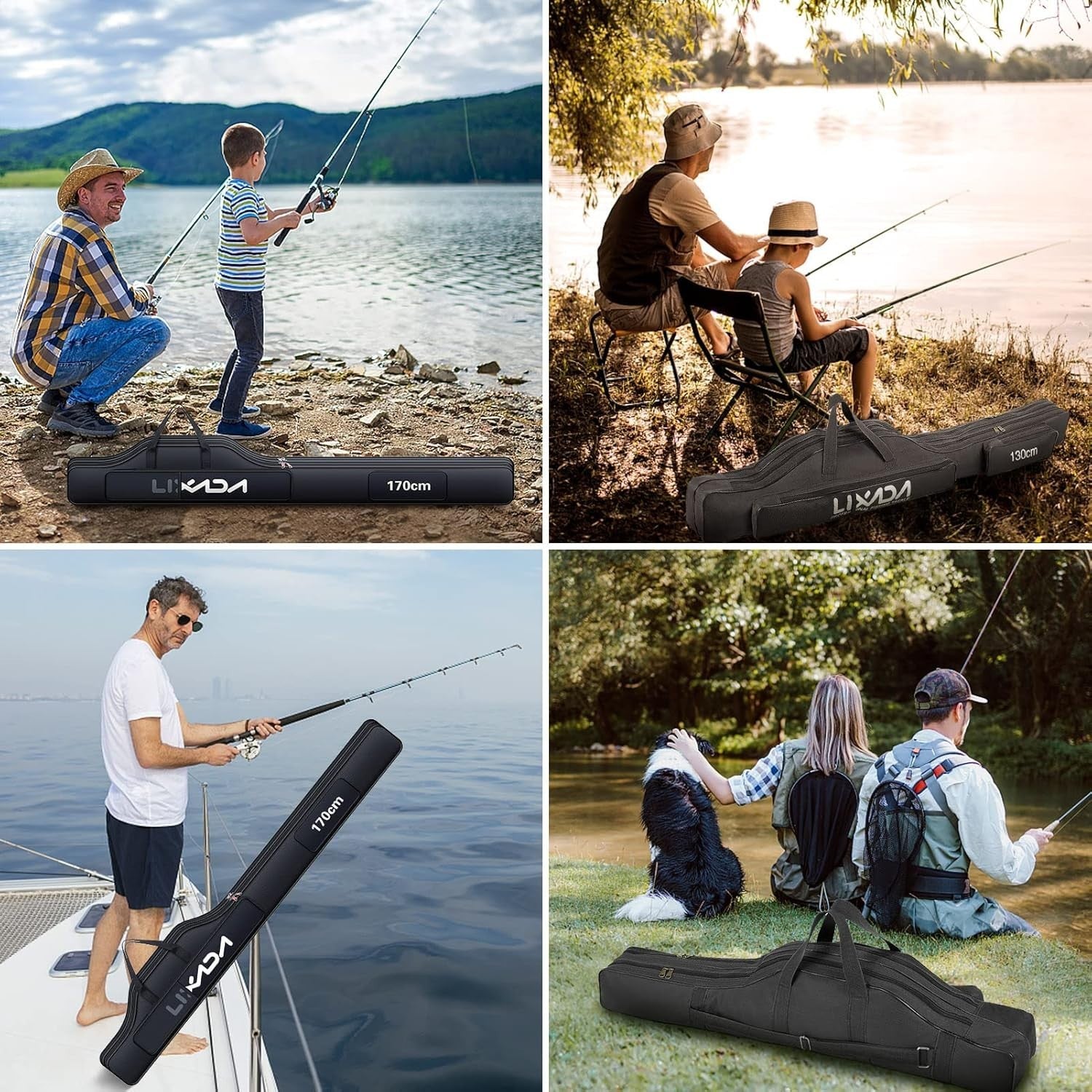 130cm Fishing Rod Reel Carry Bag 420D Waterproof Foldable